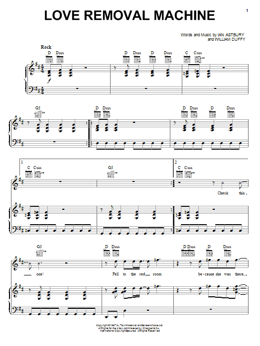 The Cult Love Removal Machine sheet music notes and chords arranged for Easy Guitar Tab