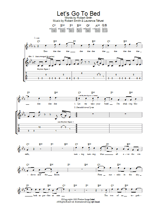 The Cure Let's Go To Bed sheet music notes and chords arranged for Guitar Tab