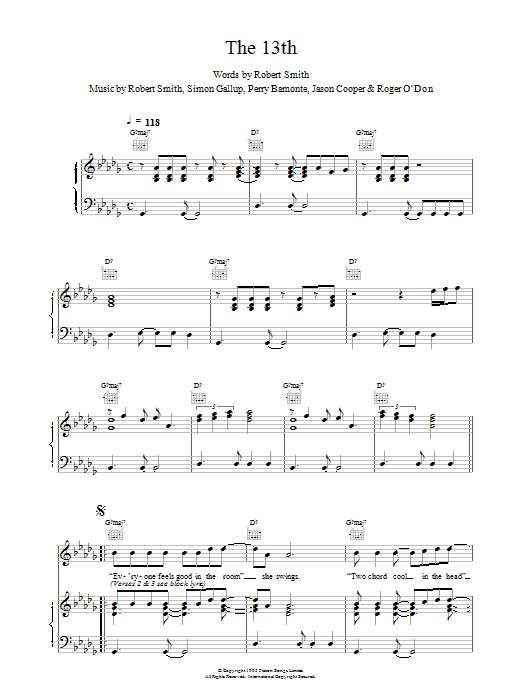 The Cure The 13th sheet music notes and chords arranged for Piano, Vocal & Guitar Chords