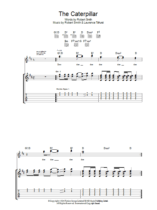 The Cure The Caterpillar sheet music notes and chords arranged for Guitar Tab