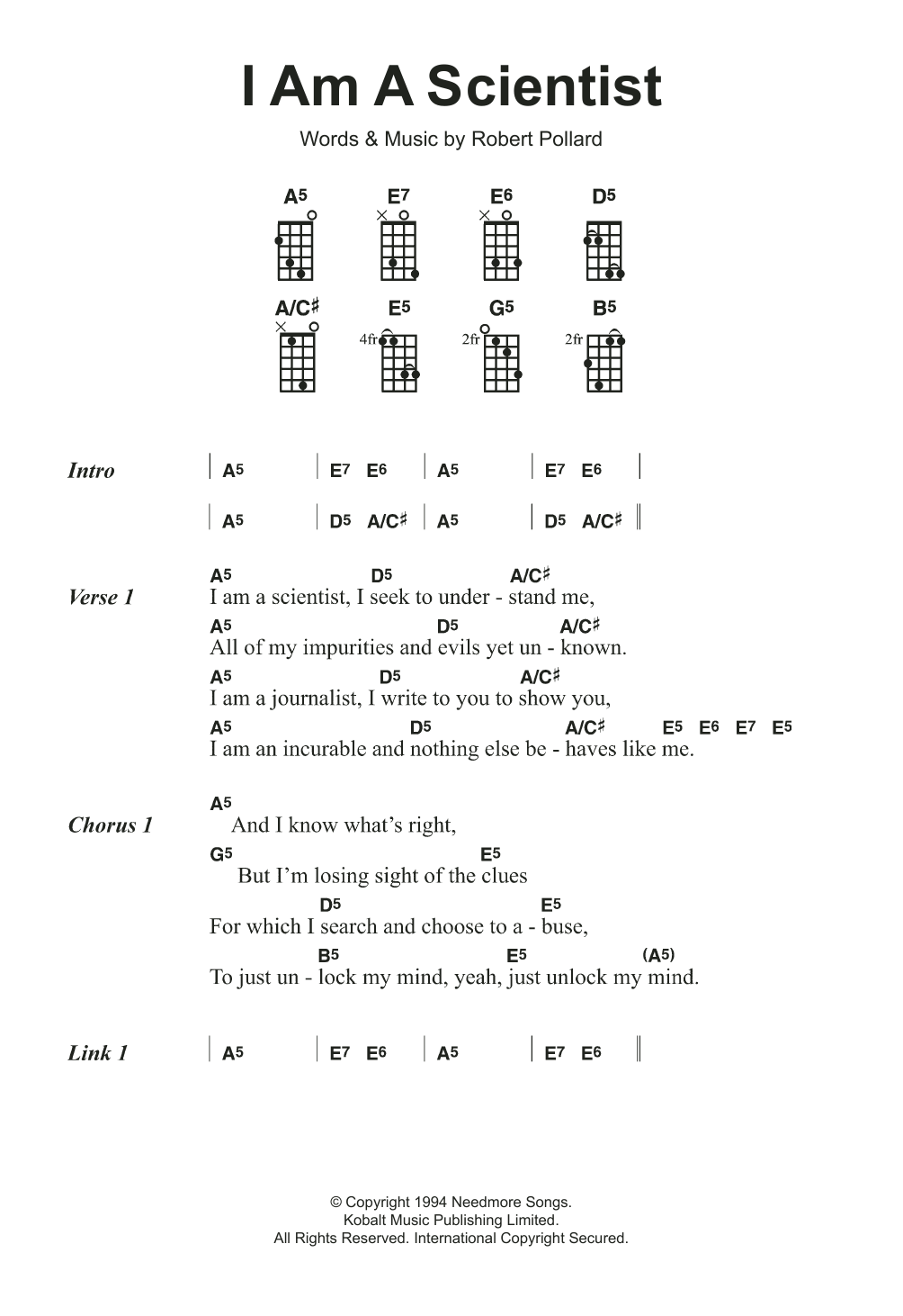 The Dandy Warhols I Am A Scientist sheet music notes and chords arranged for Ukulele