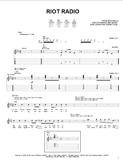 The Dead 60s Riot Radio sheet music notes and chords arranged for Guitar Tab