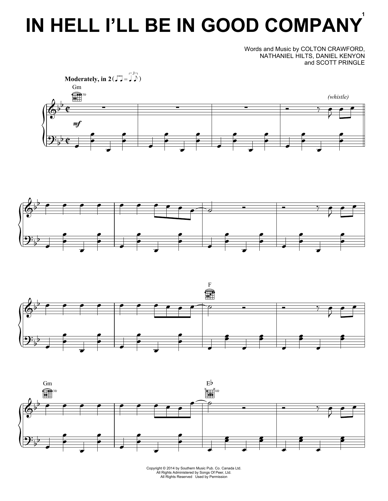 The Dead South In Hell I'll Be In Good Company sheet music notes and chords arranged for Piano, Vocal & Guitar Chords (Right-Hand Melody)