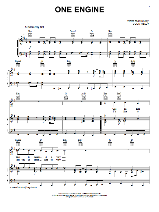 The Decemberists One Engine sheet music notes and chords arranged for Guitar Tab