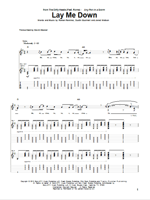 The Dirty Heads featuring Rome Lay Me Down sheet music notes and chords arranged for Guitar Tab