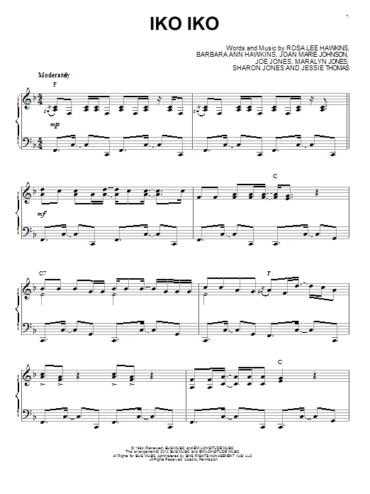 The Dixie Cups Iko Iko (arr. Brent Edstrom) sheet music notes and chords arranged for Piano Solo