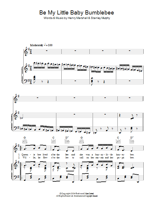 The Dolly Sisters Be My Little Baby Bumble Bee sheet music notes and chords arranged for Piano, Vocal & Guitar Chords