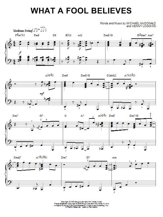 The Doobie Brothers What A Fool Believes [Jazz version] (arr. Brent Edstrom) sheet music notes and chords arranged for Piano Solo