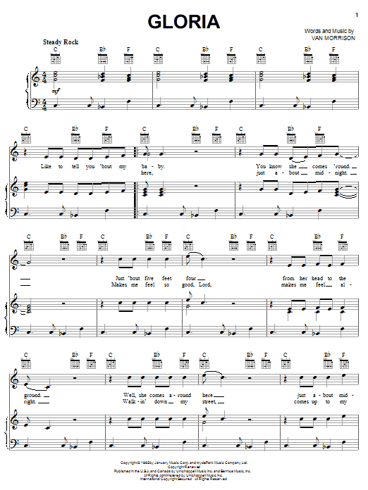 The Doors Gloria sheet music notes and chords arranged for Guitar Chords/Lyrics
