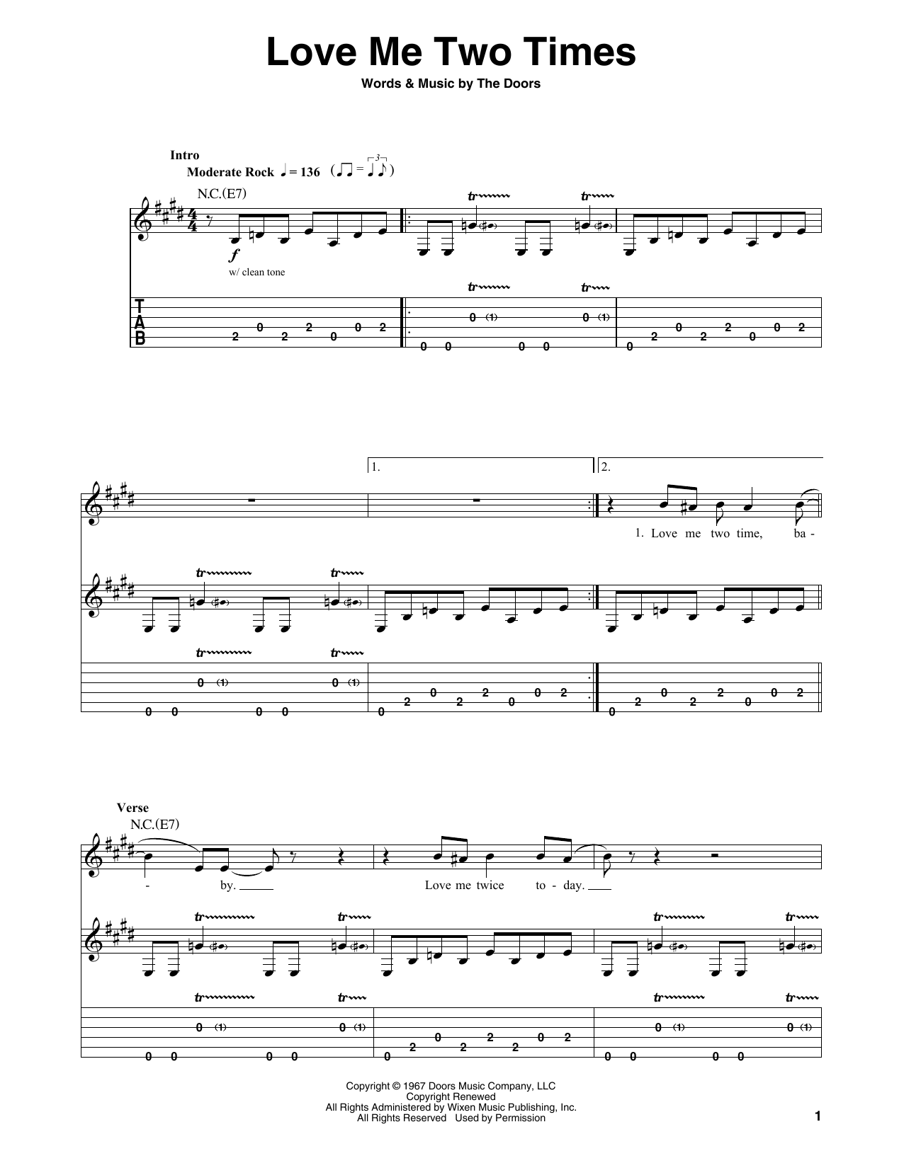 The Doors Love Me Two Times sheet music notes and chords arranged for Drums Transcription