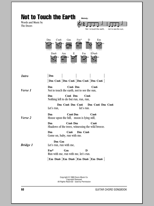 The Doors Not To Touch The Earth sheet music notes and chords arranged for Really Easy Guitar