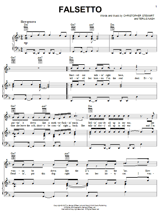 The Dream Falsetto sheet music notes and chords arranged for Piano, Vocal & Guitar Chords (Right-Hand Melody)