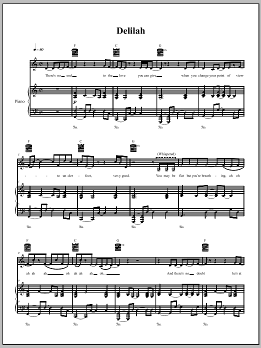 The Dresden Dolls Delilah sheet music notes and chords arranged for Piano, Vocal & Guitar Chords (Right-Hand Melody)