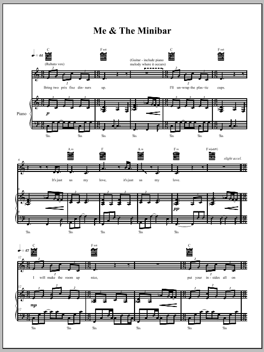The Dresden Dolls Me & The Minibar sheet music notes and chords arranged for Piano, Vocal & Guitar Chords (Right-Hand Melody)