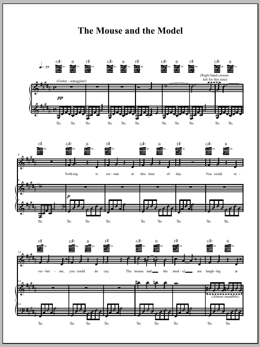 The Dresden Dolls The Mouse And The Model sheet music notes and chords arranged for Piano, Vocal & Guitar Chords (Right-Hand Melody)
