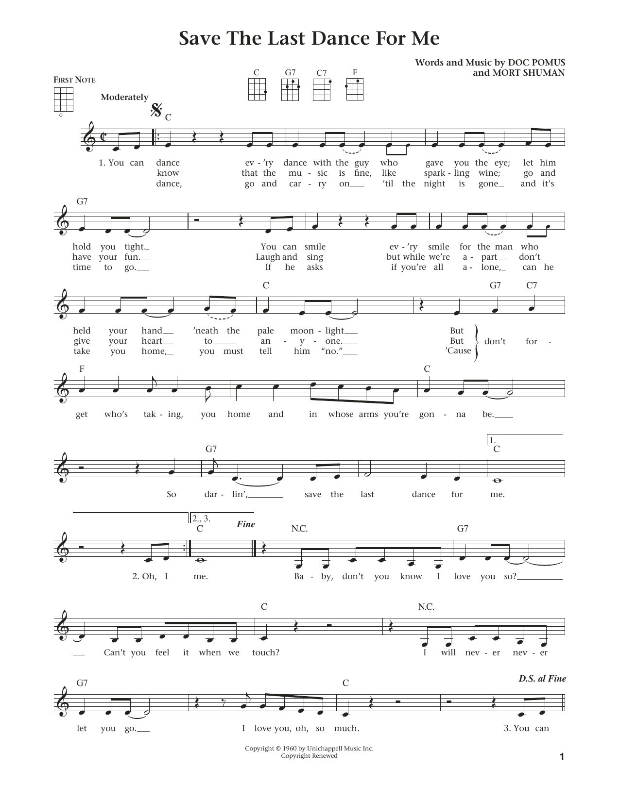 The Drifters Save The Last Dance For Me (from The Daily Ukulele) (arr. Liz and Jim Beloff) sheet music notes and chords arranged for Ukulele