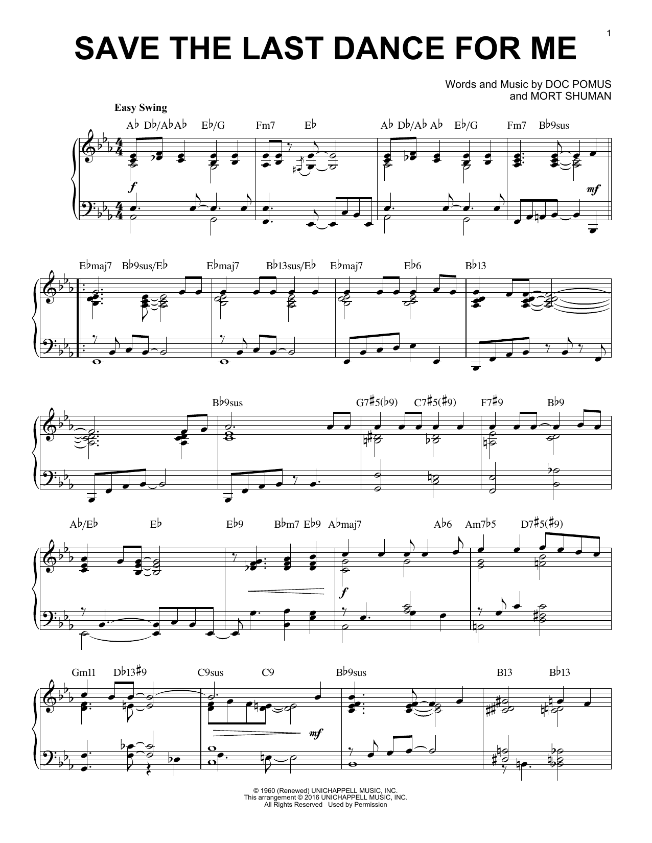 The Drifters Save The Last Dance For Me [Jazz version] (arr. Brent Edstrom) sheet music notes and chords arranged for Piano Solo