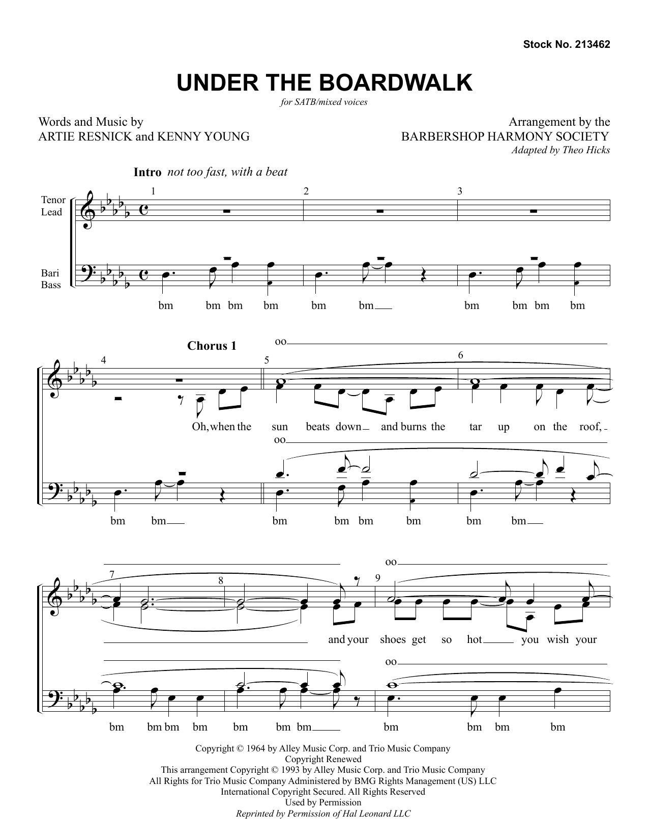 The Drifters Under The Boardwalk (arr. Barbershop Harmony Society) sheet music notes and chords arranged for SATB Choir