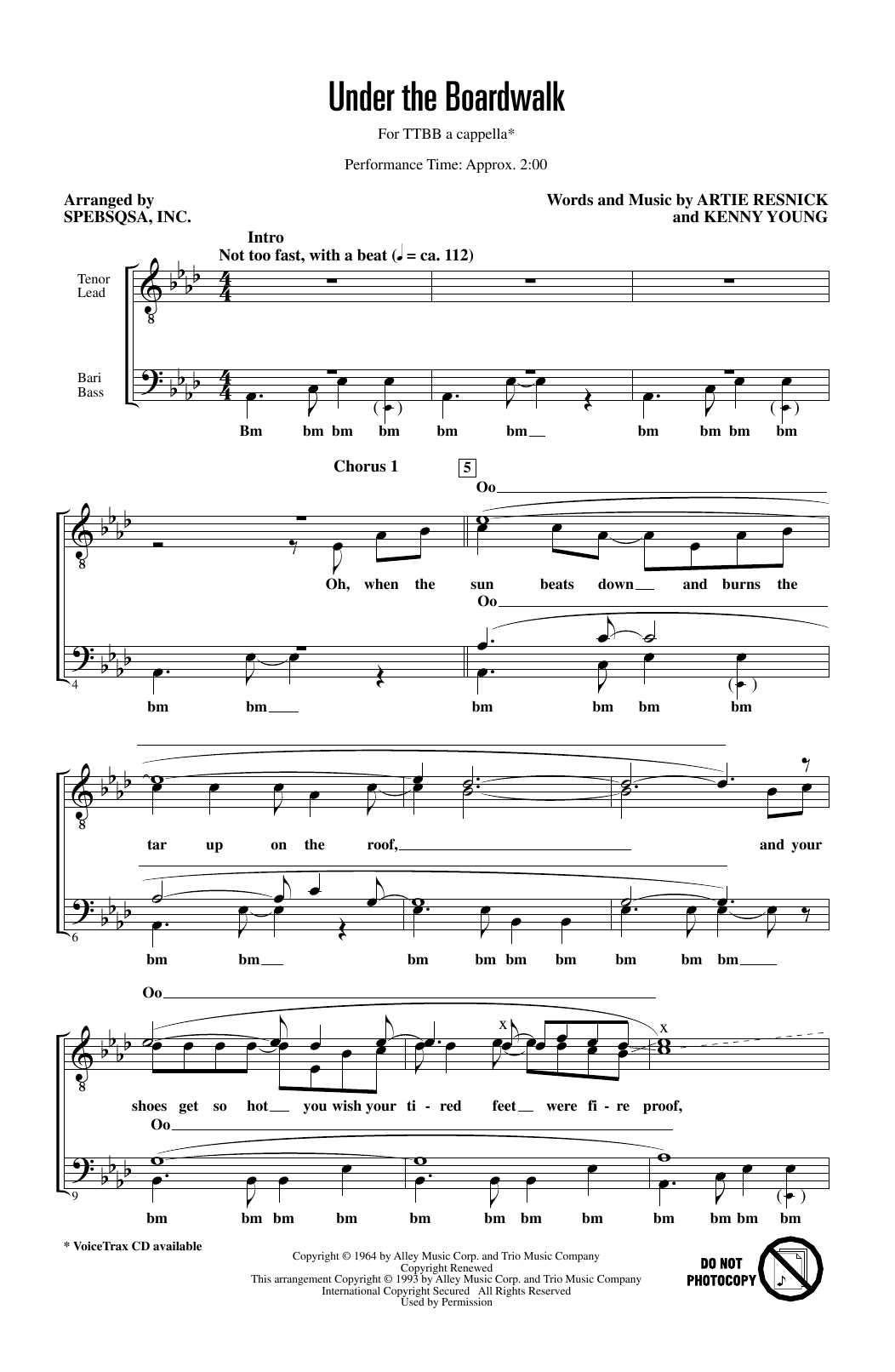 The Drifters Under The Boardwalk (arr. SPEBSQSA, Inc.) sheet music notes and chords arranged for TTBB Choir
