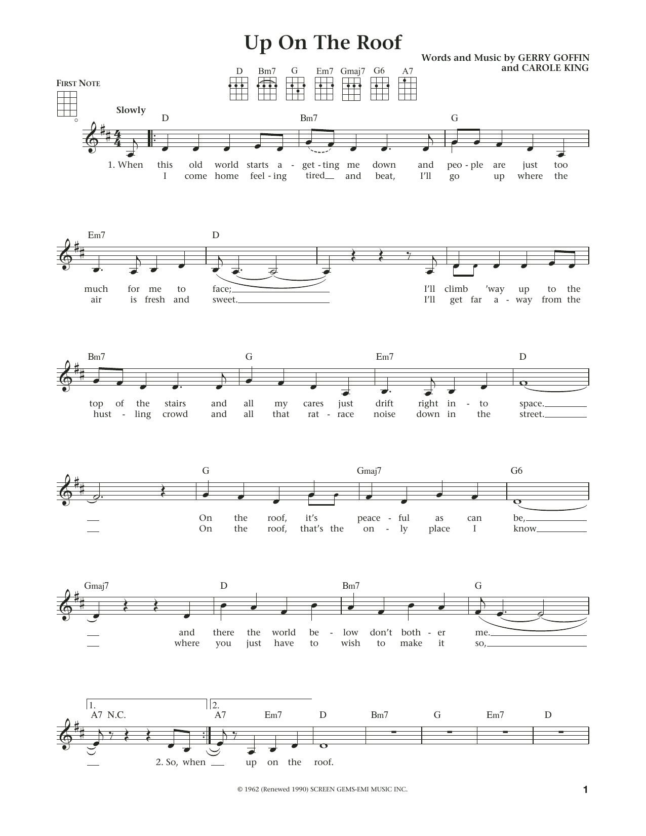 The Drifters Up On The Roof (from The Daily Ukulele) (arr. Liz and Jim Beloff) sheet music notes and chords arranged for Ukulele