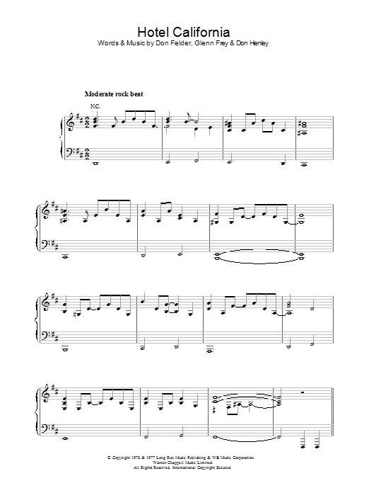 Eagles Hotel California sheet music notes and chords arranged for Ukulele