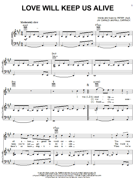 Eagles Love Will Keep Us Alive sheet music notes and chords arranged for Guitar Tab
