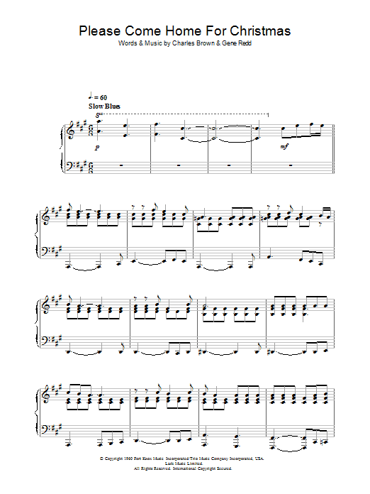 Eagles Please Come Home For Christmas sheet music notes and chords arranged for Piano Solo