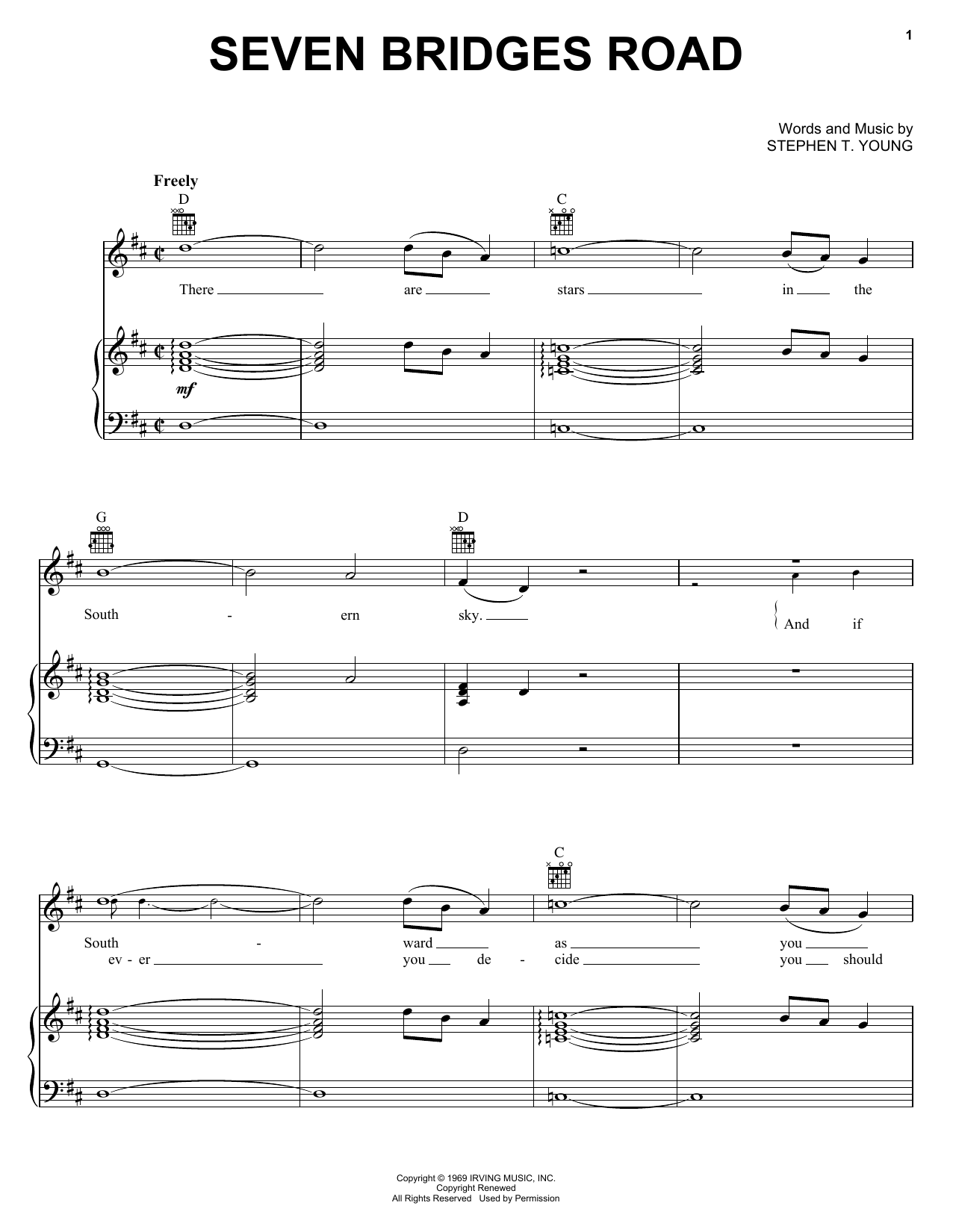 Eagles Seven Bridges Road sheet music notes and chords arranged for Lead Sheet / Fake Book