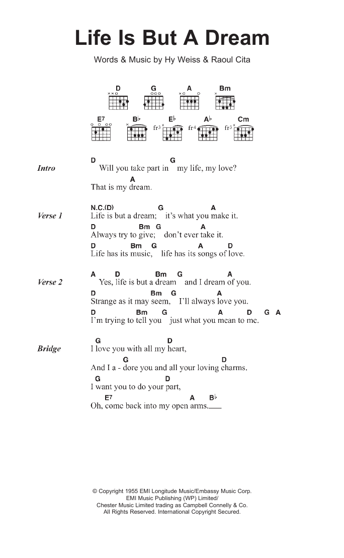 The Earls Life Is But A Dream sheet music notes and chords arranged for Guitar Chords/Lyrics