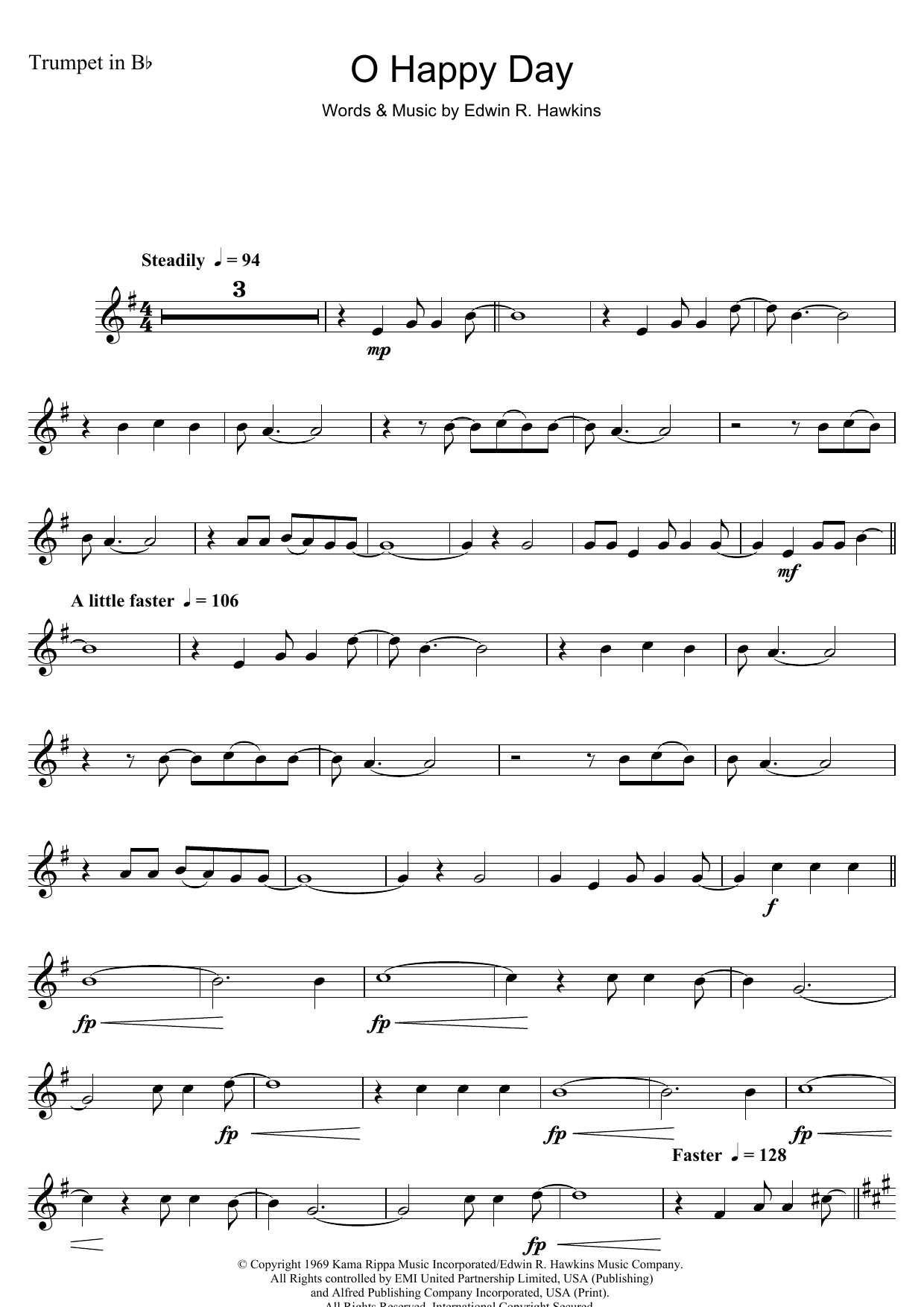 The Edwin Hawkins Singers Oh Happy Day sheet music notes and chords arranged for Flute Solo