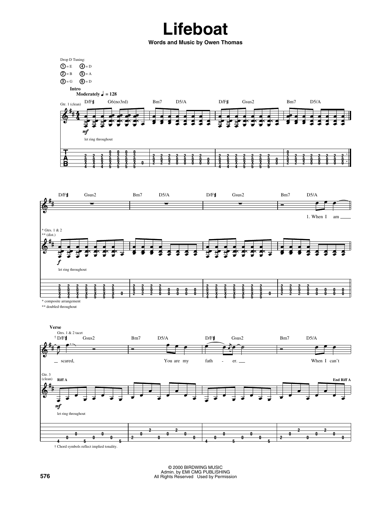 The Elms Lifeboat sheet music notes and chords arranged for Guitar Tab