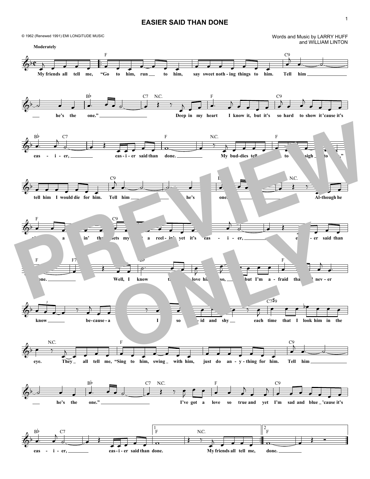 The Essex Easier Said Than Done sheet music notes and chords arranged for Lead Sheet / Fake Book