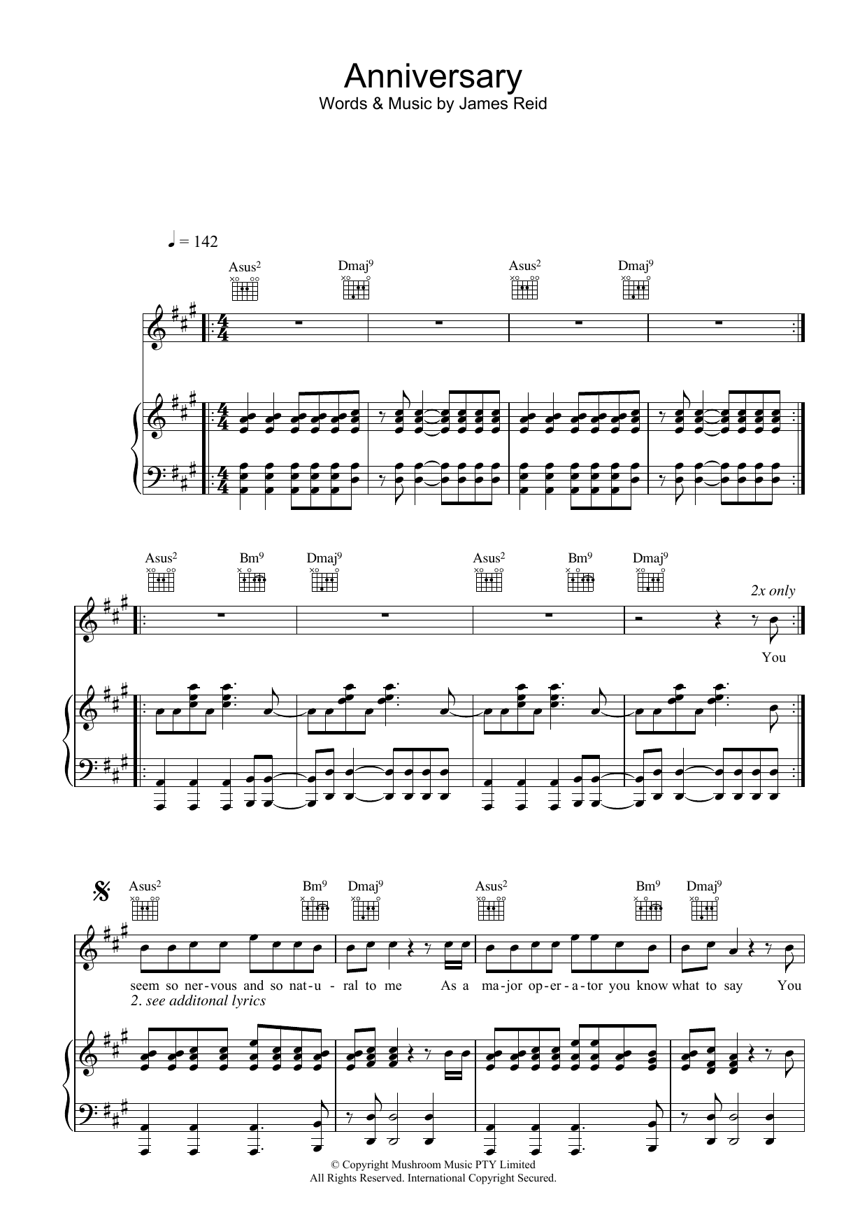 The Feelers Anniversary sheet music notes and chords arranged for Piano, Vocal & Guitar Chords