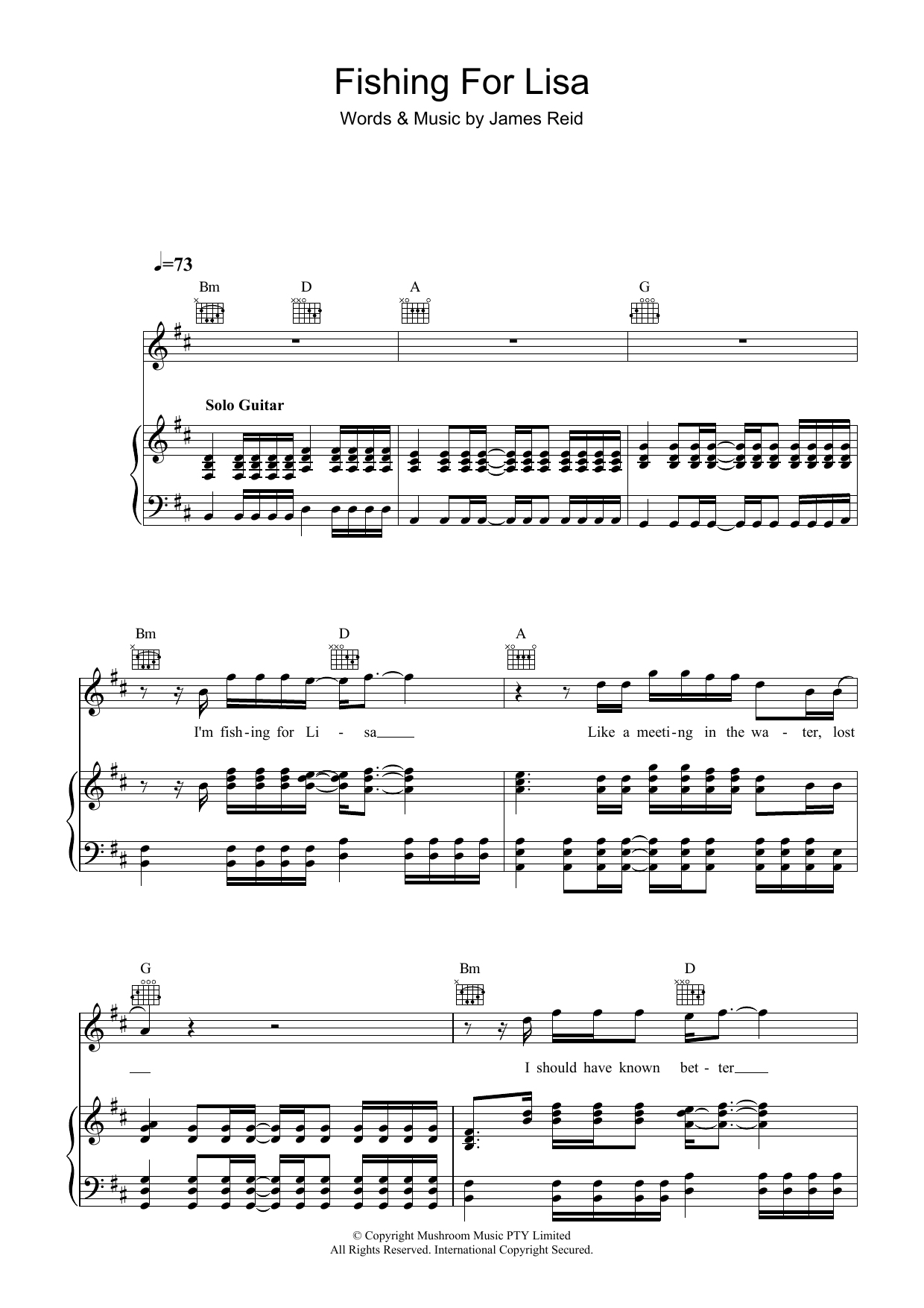 The Feelers Fishing For Lisa sheet music notes and chords arranged for Piano, Vocal & Guitar Chords
