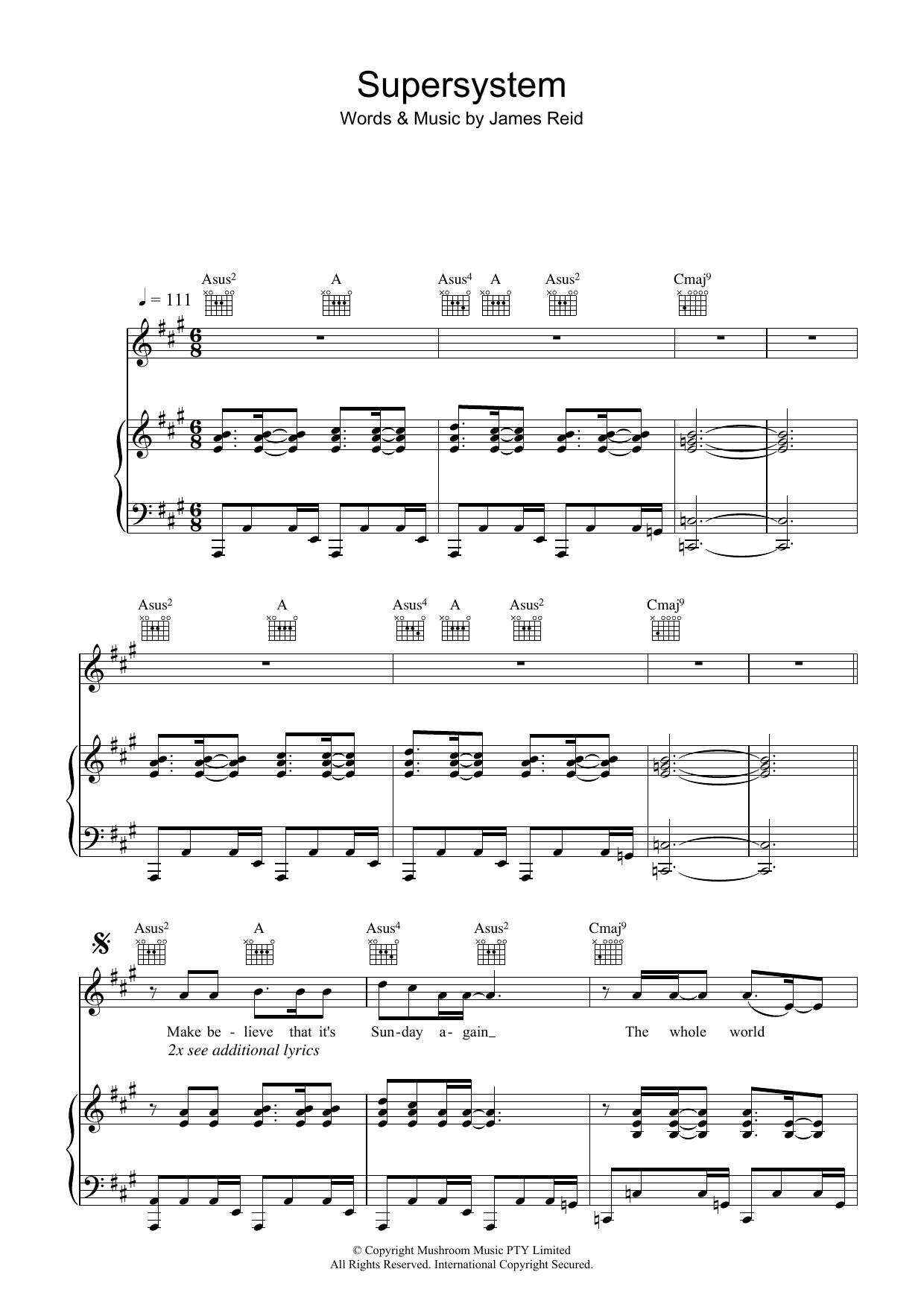 The Feelers Supersystem sheet music notes and chords arranged for Piano, Vocal & Guitar Chords