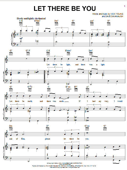The Five Keys Let There Be You sheet music notes and chords arranged for Piano, Vocal & Guitar Chords (Right-Hand Melody)
