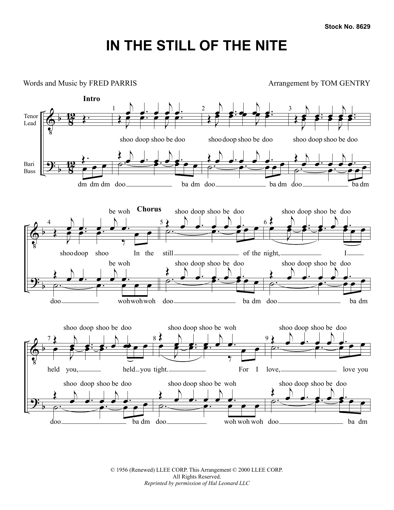 The Five Satins In the Still of the Nite (arr. Tom Gentry) sheet music notes and chords arranged for TTBB Choir
