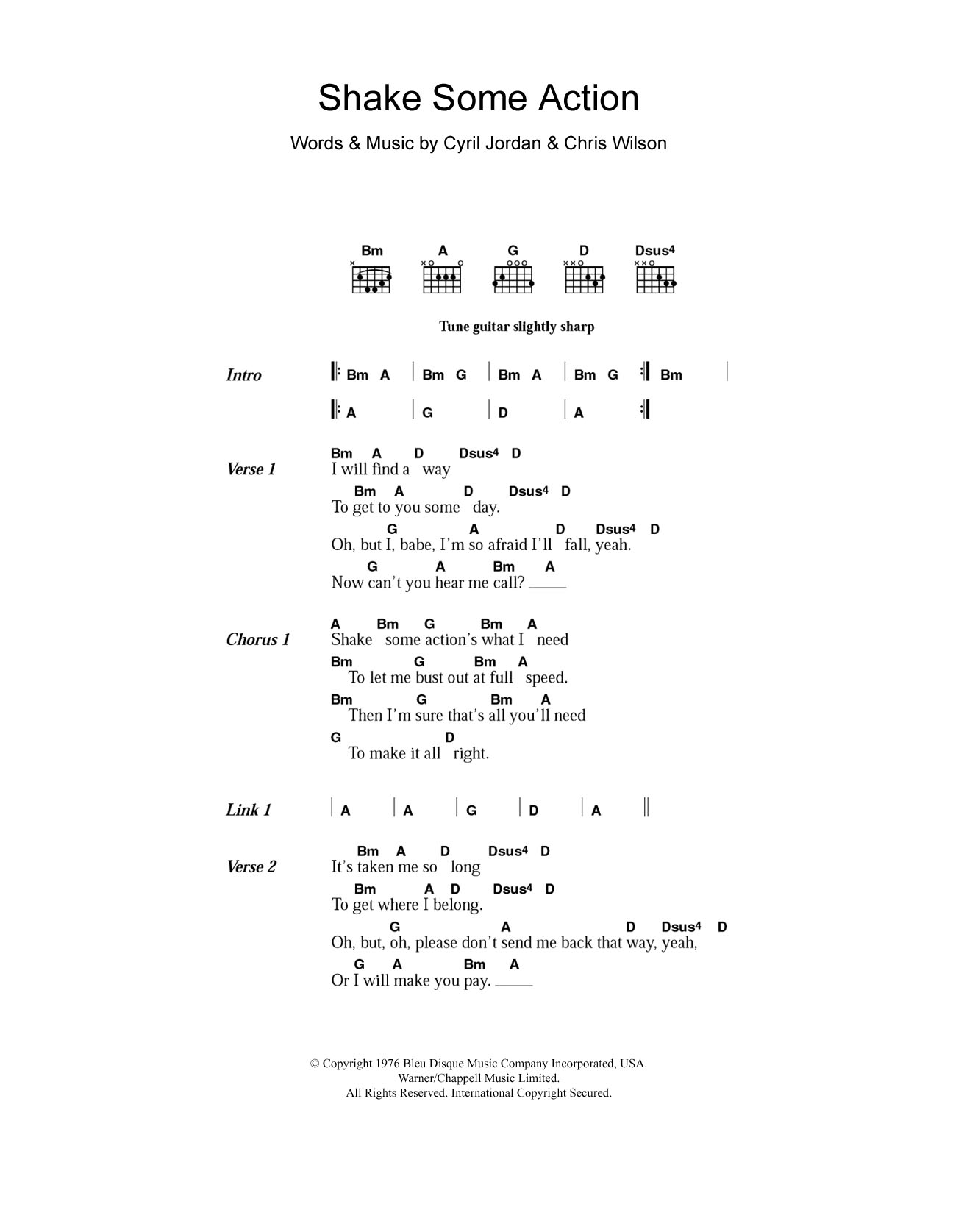 The Flamin' Groovies Shake Some Action sheet music notes and chords arranged for Guitar Chords/Lyrics
