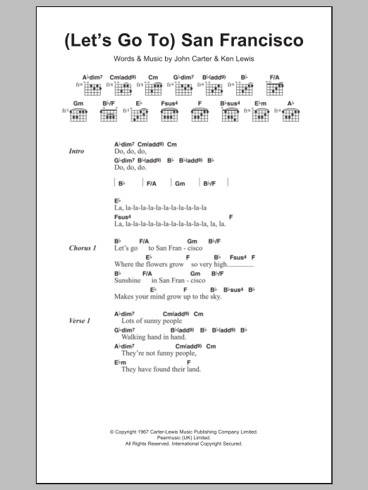The Flower Pot Men (Let's Go To) San Francisco sheet music notes and chords arranged for Guitar Chords/Lyrics