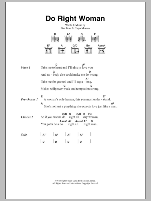 The Flying Burrito Brothers Do Right Woman sheet music notes and chords arranged for Guitar Chords/Lyrics