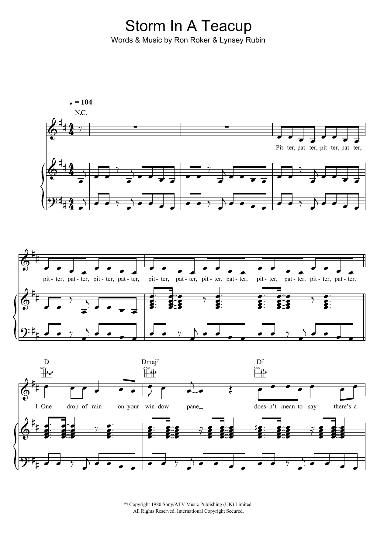 The Fortunes Storm In A Teacup sheet music notes and chords arranged for Piano, Vocal & Guitar Chords