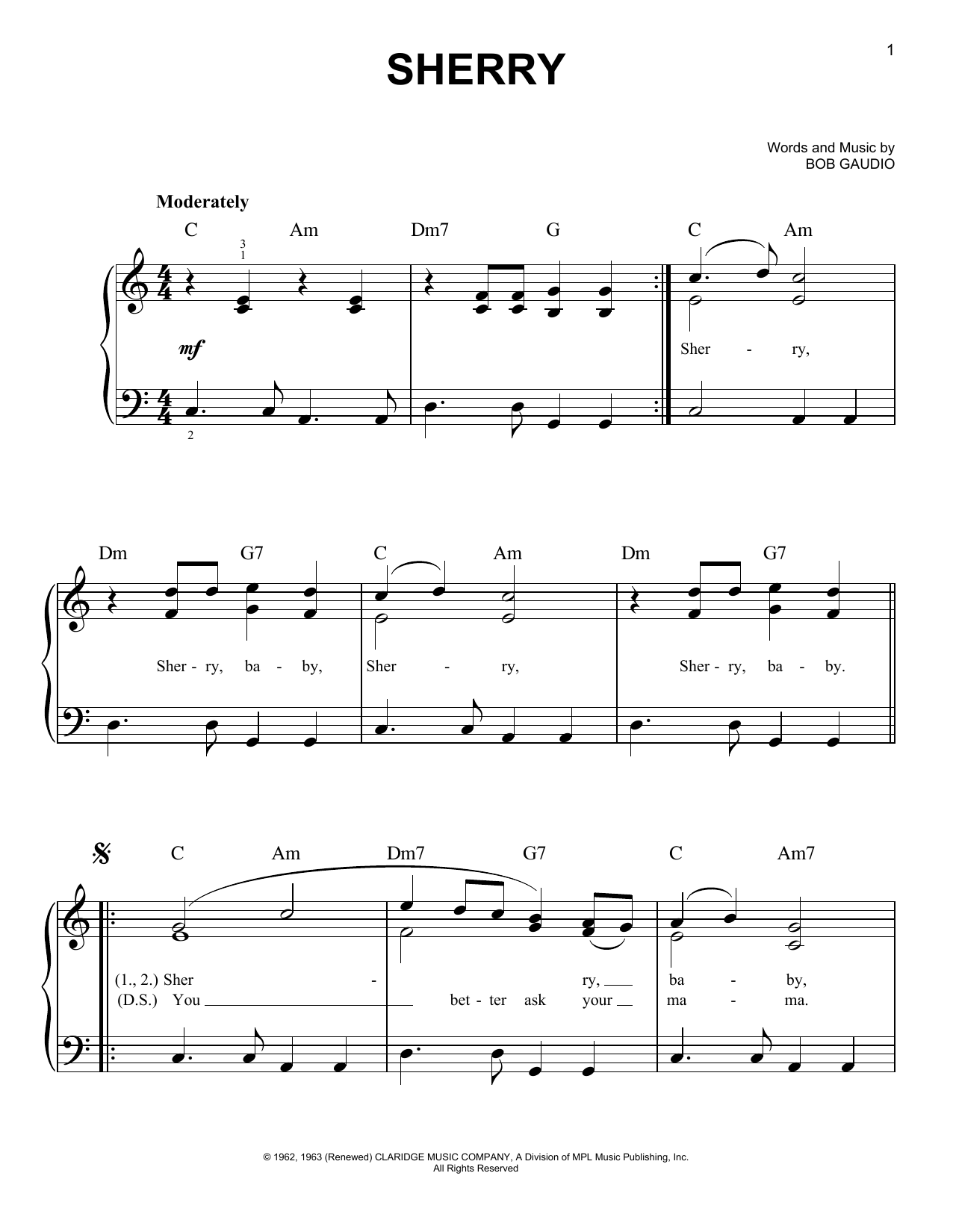 The Four Seasons Sherry sheet music notes and chords arranged for Trombone Solo