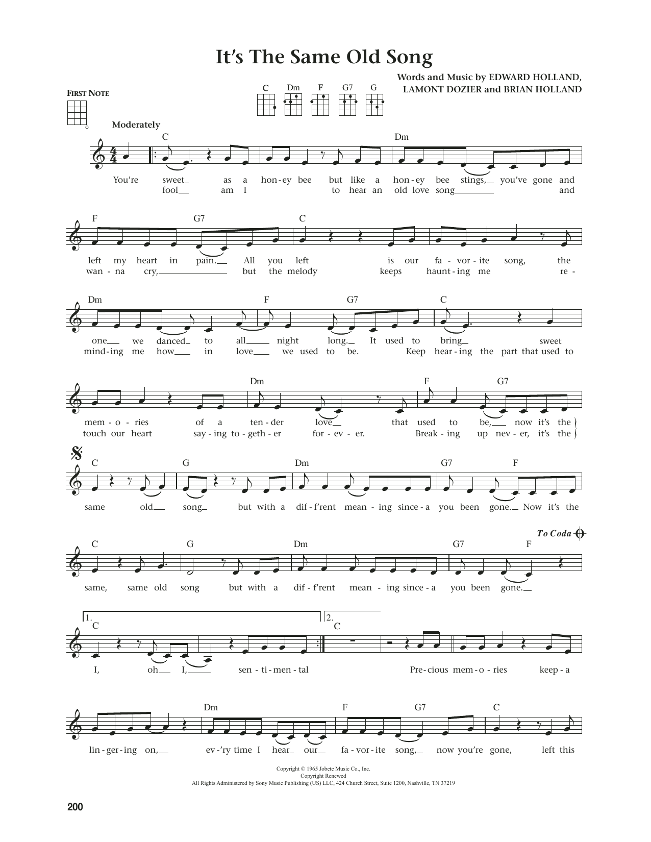 The Four Tops It's The Same Old Song (from The Daily Ukulele) (arr. Jim Beloff) sheet music notes and chords arranged for Ukulele