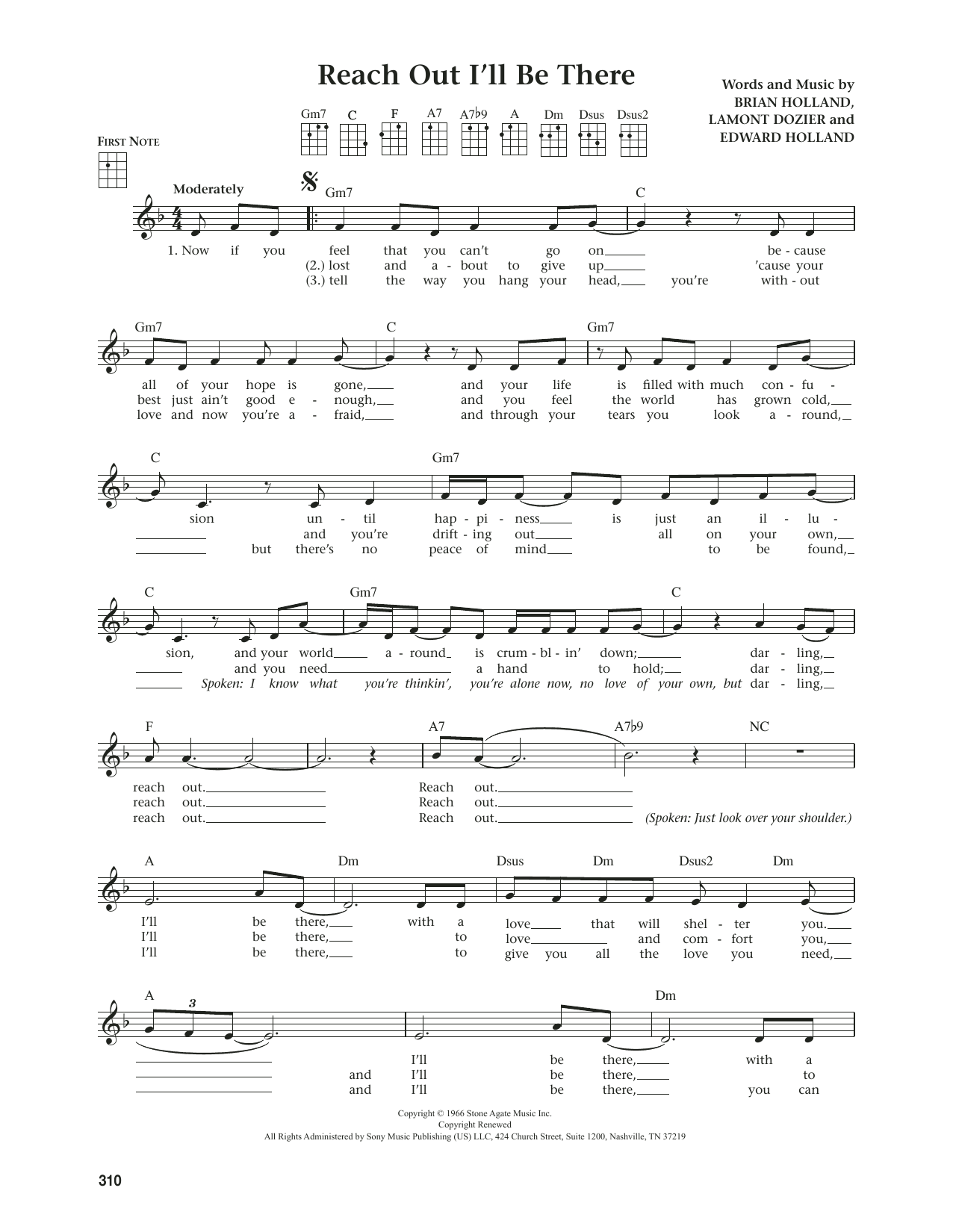 The Four Tops Reach Out I'll Be There (from The Daily Ukulele) (arr. Jim Beloff) sheet music notes and chords arranged for Ukulele