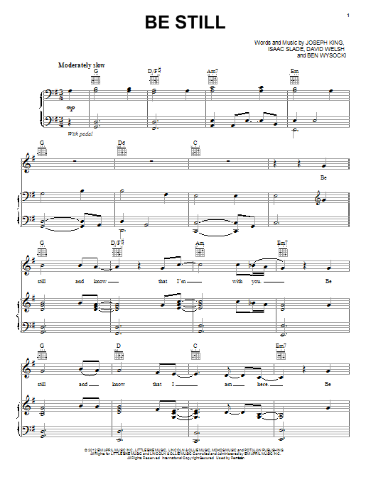 The Fray Be Still sheet music notes and chords arranged for Piano, Vocal & Guitar Chords (Right-Hand Melody)