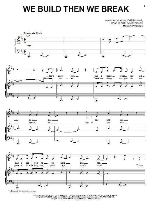 The Fray We Build Then We Break sheet music notes and chords arranged for Piano, Vocal & Guitar Chords (Right-Hand Melody)