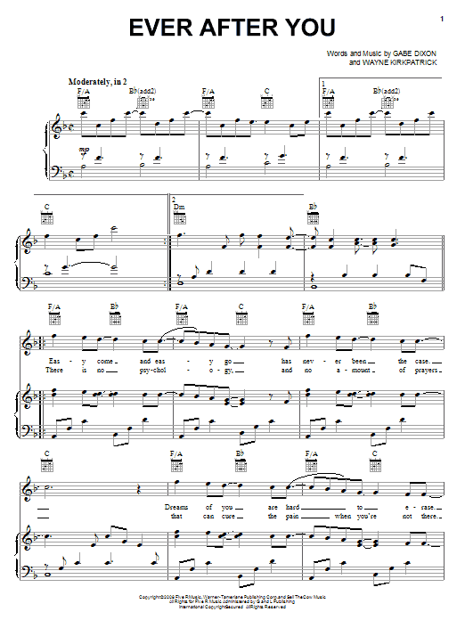 The Gabe Dixon Band Ever After You sheet music notes and chords arranged for Piano, Vocal & Guitar Chords (Right-Hand Melody)