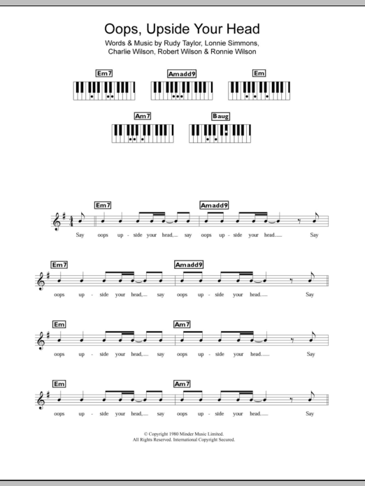 The Gap Band Oops Upside Your Head sheet music notes and chords arranged for Piano, Vocal & Guitar Chords