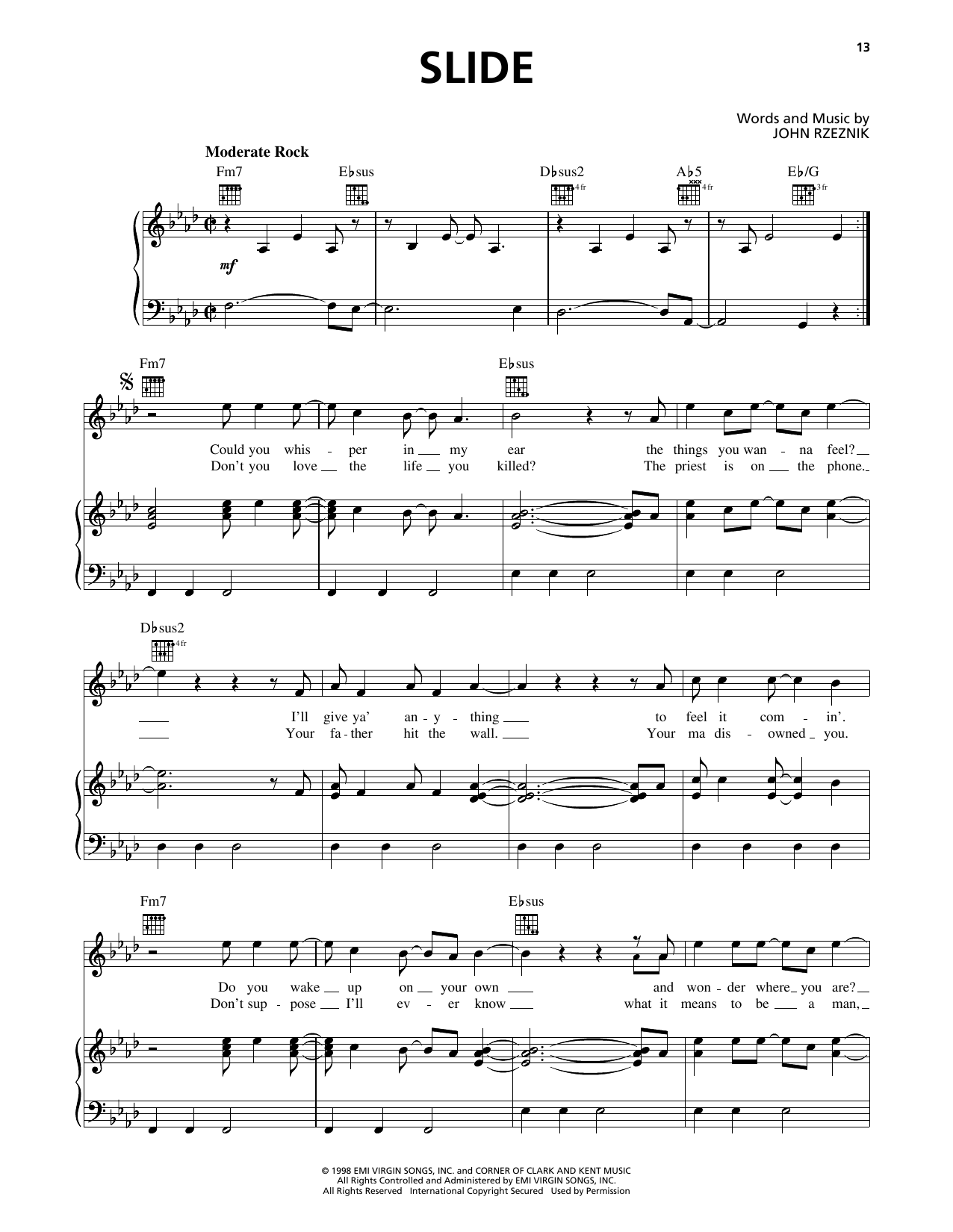 The Goo Goo Dolls Slide sheet music notes and chords arranged for Guitar Tab