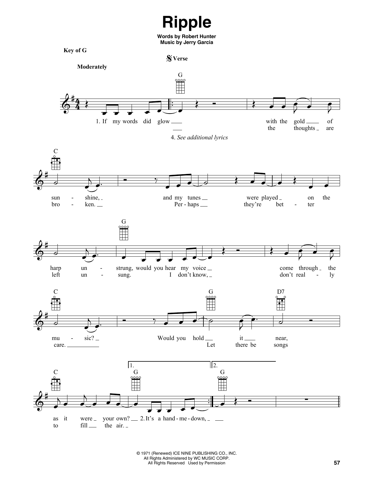 Grateful Dead Ripple (arr. Fred Sokolow) sheet music notes and chords arranged for Banjo Chords/Lyrics